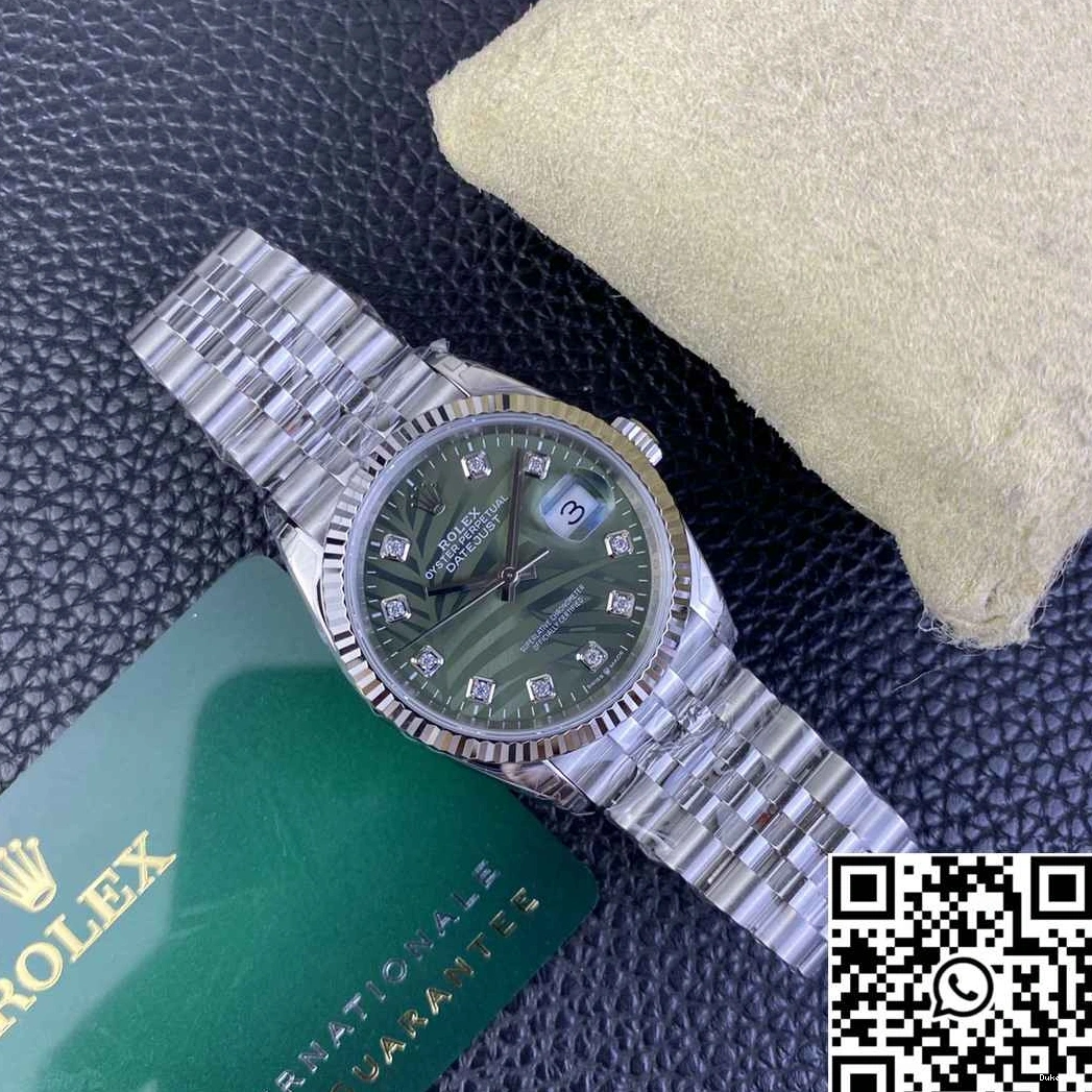 Hourmarker Diamond Stainless M126234 Dial Motif Factory 36MM Green Rolex Clean Datejust Steel 0212